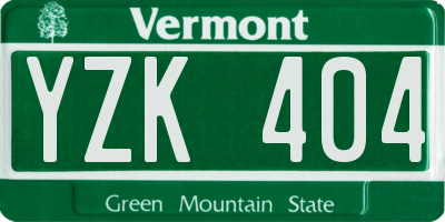 VT license plate YZK404