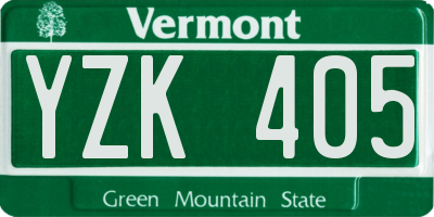 VT license plate YZK405