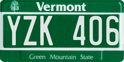 VT license plate YZK406