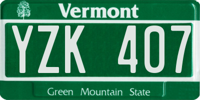 VT license plate YZK407