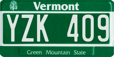 VT license plate YZK409