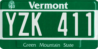 VT license plate YZK411