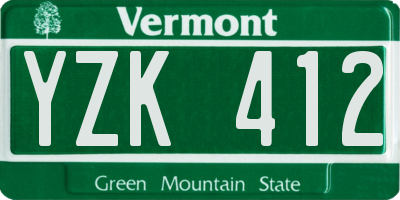 VT license plate YZK412