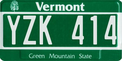 VT license plate YZK414