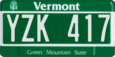 VT license plate YZK417