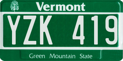 VT license plate YZK419