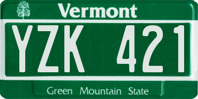 VT license plate YZK421