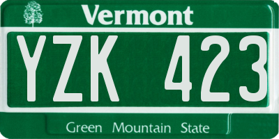 VT license plate YZK423