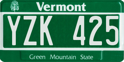 VT license plate YZK425