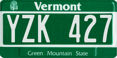VT license plate YZK427