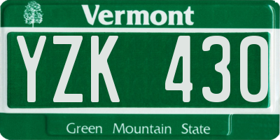 VT license plate YZK430
