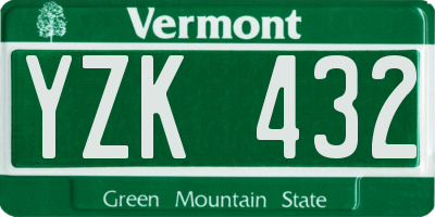 VT license plate YZK432