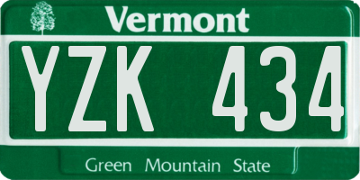 VT license plate YZK434