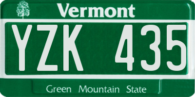 VT license plate YZK435
