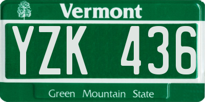 VT license plate YZK436