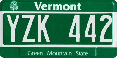 VT license plate YZK442