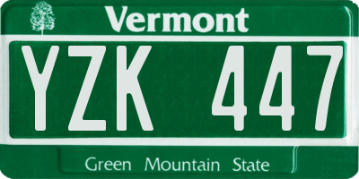 VT license plate YZK447