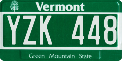 VT license plate YZK448