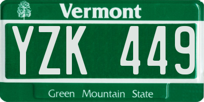 VT license plate YZK449