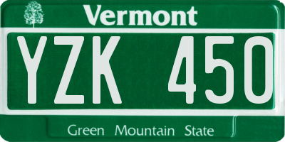VT license plate YZK450