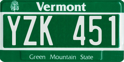 VT license plate YZK451