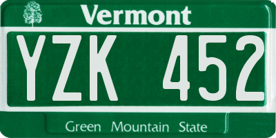 VT license plate YZK452
