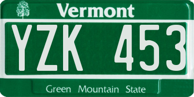 VT license plate YZK453