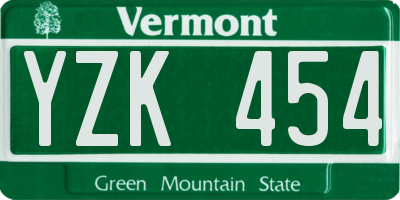VT license plate YZK454