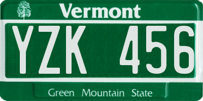 VT license plate YZK456