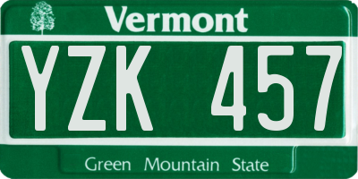 VT license plate YZK457