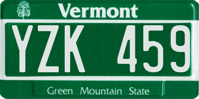 VT license plate YZK459