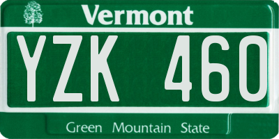 VT license plate YZK460