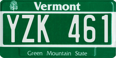 VT license plate YZK461