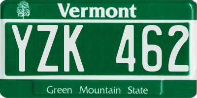 VT license plate YZK462