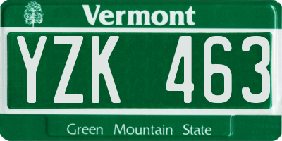 VT license plate YZK463