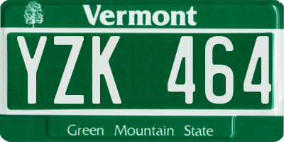 VT license plate YZK464