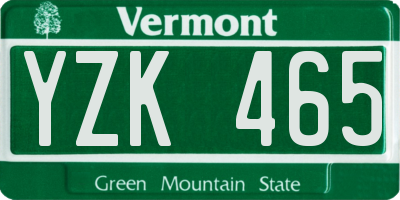 VT license plate YZK465