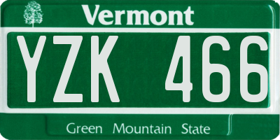 VT license plate YZK466