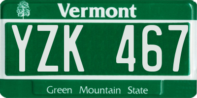 VT license plate YZK467