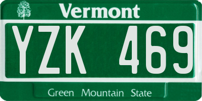 VT license plate YZK469