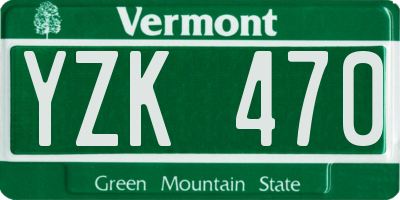 VT license plate YZK470