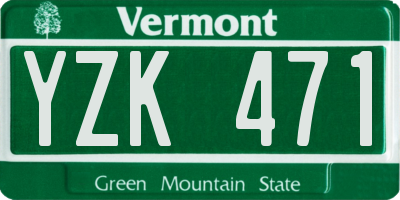VT license plate YZK471