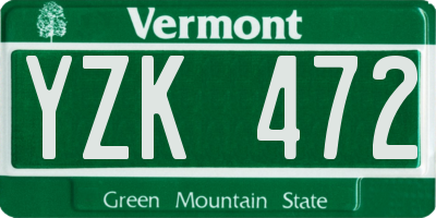 VT license plate YZK472