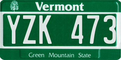 VT license plate YZK473