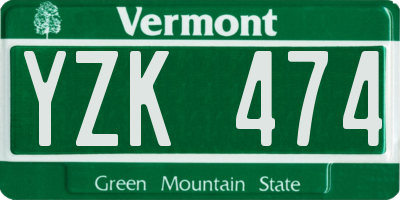 VT license plate YZK474