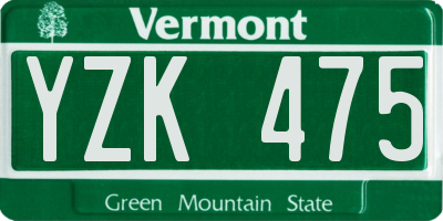 VT license plate YZK475