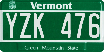 VT license plate YZK476