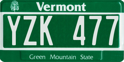 VT license plate YZK477