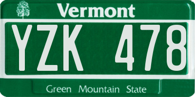 VT license plate YZK478