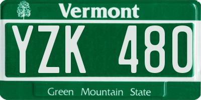 VT license plate YZK480
